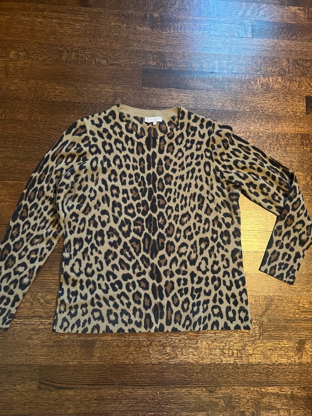 Hobbs London merino wool leopard print crew neck sweater size large